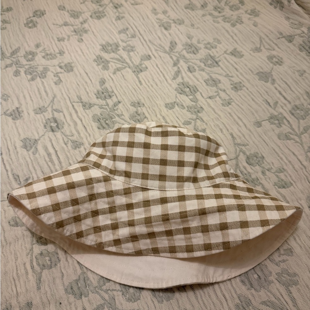 Kids Checkered Bucket Hat - Brown and White
